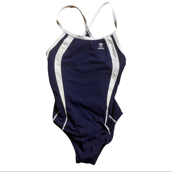 TYR Durafast Swimsuit Size 38 Navy / White - Picture 1 of 6